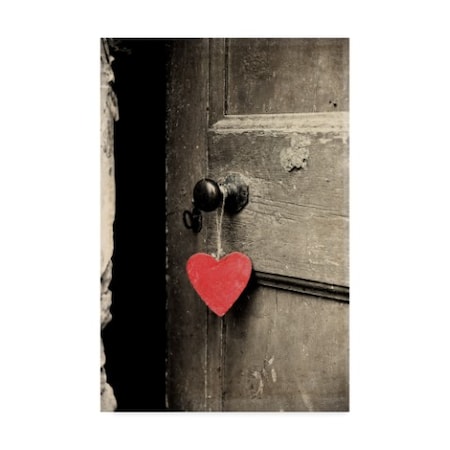 Tom Quartermaine 'Antique Door With Red Heart' Canvas Art,12x19